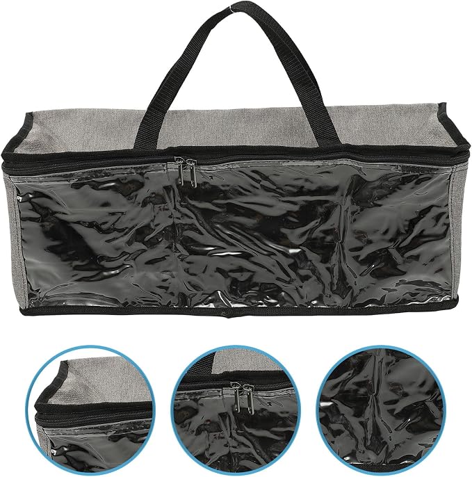 Large Capacity Baseball Cap Storage Bag with Portable Handles and Two-way Zippers, Oxford Cloth and Pvc Hat Organizer