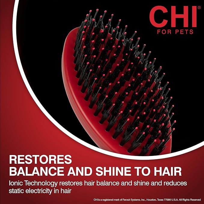 CHI for Dogs Porcupine Pin and Bristle Dog Grooming Brush, Detangling and Smoothing Brush for Short Medium and Long Dog Coats, Helps Remove Loose Hair and Light Tangles, Ergonomic Soft Grip Handle