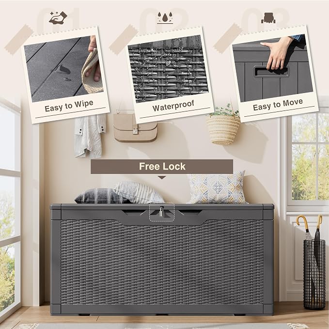 YESHOMY 100 Gal Plastic Storage Bins with Lid Stackable Box Organizers for Living Room, Office, Dorm, 1 Pack, Gray