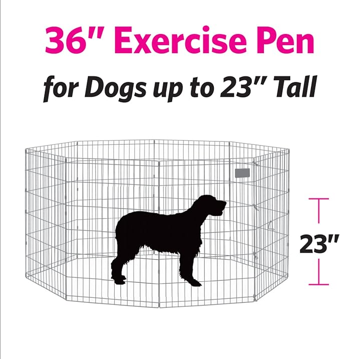 Midwest 36-Inch Exercise Pen, No Door, 16 Sq Ft Play Area | for Indoor and Outdoor Use, No Door Design for Maximum Security, Easy to Set Up, Foldable Playpen