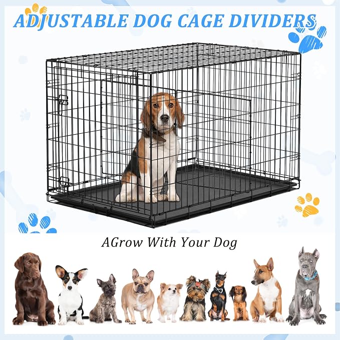 4PCS Dog Crate Divider Panel with Ties 13.7 x 13.7 Inch Adjustable Metal Pet Kennel Divider Adjustable Width up to 27''(Dog Crate NOT Included)