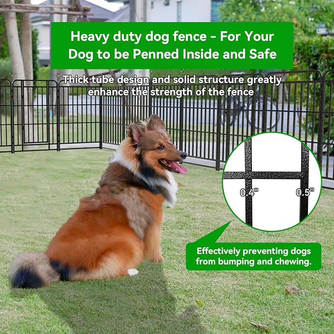 Kfvigoho Heavy Duty Dog Playpen 24 Steel Panels 40" Height | Square Steel Pipe with Reinforced Crossbars, 54FT 227 Sq.ft Portable Dog Fence Outdoor for Yard & RV Camping, Snowy Black