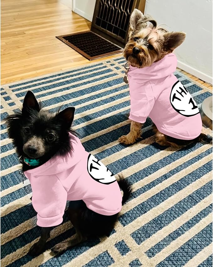 Dog Hoodie Pet Clothes for Small Dogs Thing 1 Printed Hoodies Medium Puppy Hooded Sweatshirt Pullover Outfit(Pink,2XL)