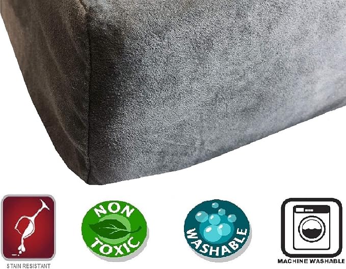 Dogbed4less Memory Foam Dog Bed for Medium Large Dogs with Orthopedic Comfort, Waterproof Liner and Grey Washable Pet Bed Cover 40X35 Pillow