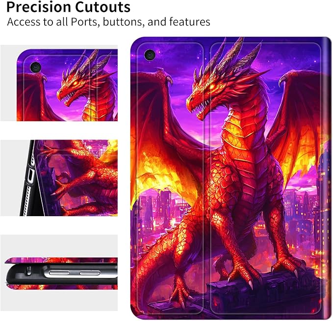 Case for Samsung Galaxy Tab A9+/A9 Plus 11" 2023 (SM-X210/X216/X218) | Slim Leather Smart Cover with Multi-Angle Anti-Slip Stand [Auto Wake/Sleep] Shell for Women Men - Purple Red Dragon