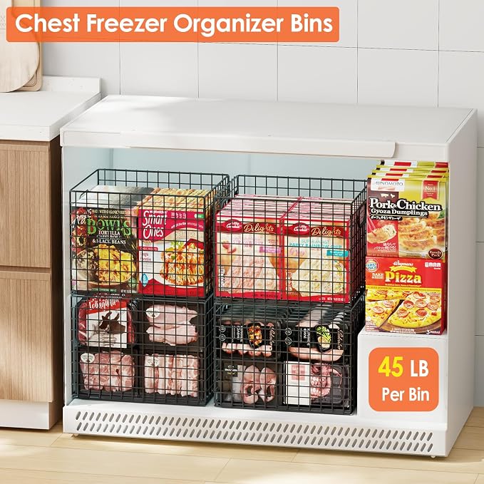 3-Pack Metal Milk Crate for Storage, Large 40qt Stackable Collapsible Storage Bins with Handle, Heavy Duty Storage Baskets for Shelves, Folding Basket Organizer for Car, Garage, Home, Camping, Office