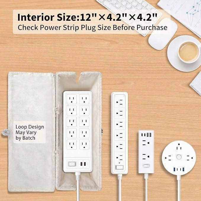 Cotton Rope Cable Management Box: 13" Handwoven Cord Organizer | Breathable Design, Natural Boho Design, Pet & Baby Safe, Cable Cover & Hider, Power Strip Storage, TV Wire Organizer