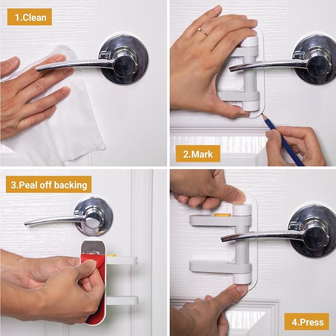 SVD.PET Door Lever Lock for Petproof & Childproof, 2 Pack | Prevents Toddlers and Pets from Opening Doors, Unique Difficulty Adjustment, Easy One Hand Operation for Adults