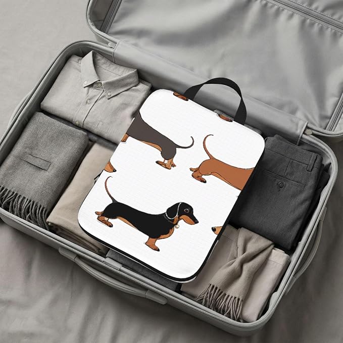 Dachshund Weiner Pet Dogs Print 4 Set Expandable Packing Organizers For Luggage Suitcase Travel Accessories