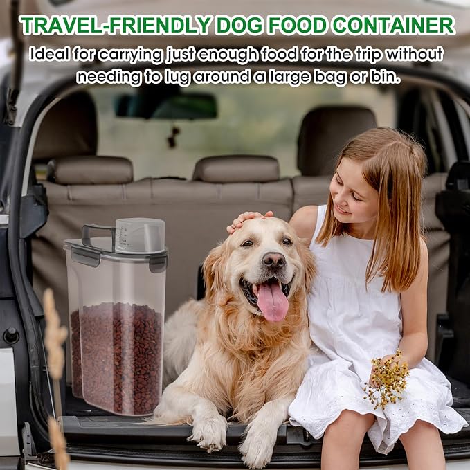 TBMax 5 Lbs Cat Dog Food Storage Container, Secondary Pet Food Storage Container Beyond a Large Dog Food Bin for Daily Use, Easy-Pouring Bird Seed Dispenser, Travel Kibble Holder -Transparent Grey