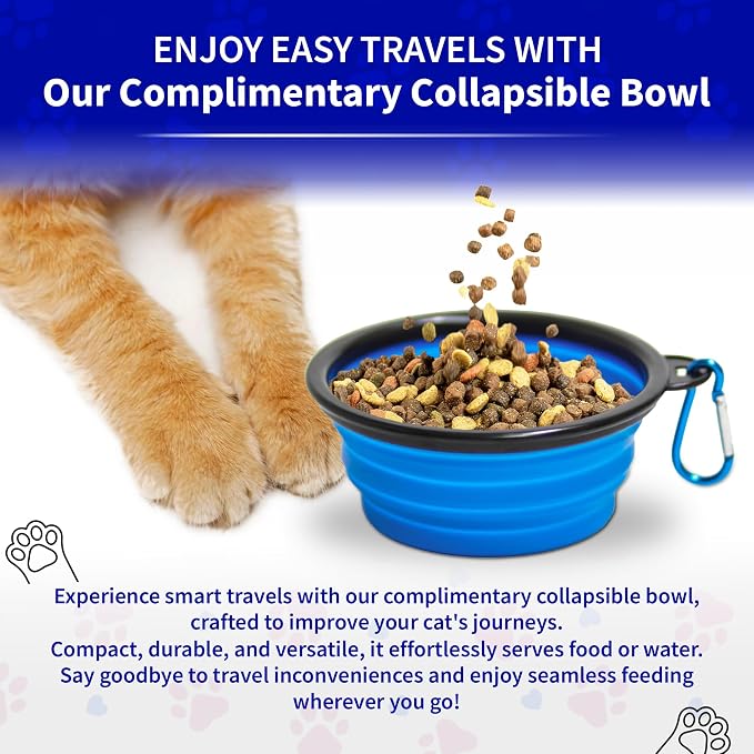 Pet Fit For Life Vibrant Collapsible Travel Cat Litter Box 16"x12"x5" Teal | Portable, Foldable Pop-Up Litter Box with Bonus Water Bowl. Compact Design Folds Flat for Travel, Camping and Home Use.