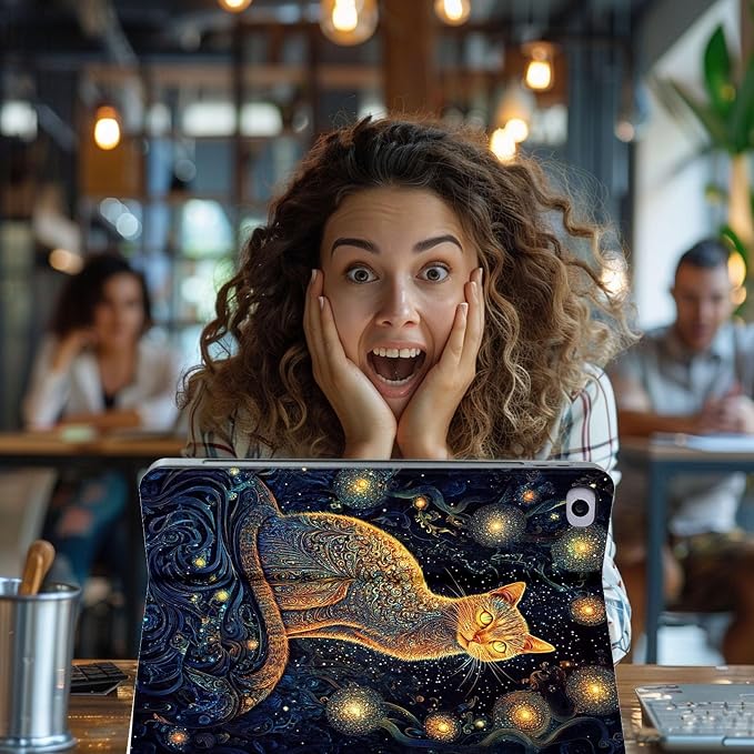 for Microsoft Surface Pro 11/10/9-13" 2024/2022 Tablet Case,Auto Wake/Sleep,Adjustable Stand Protective Cover - Galaxy Cat Art