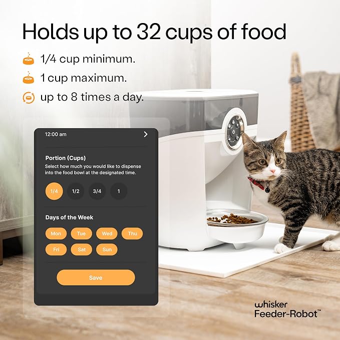 Feeder-Robot by Whisker, White with Smoke-Grey Hopper