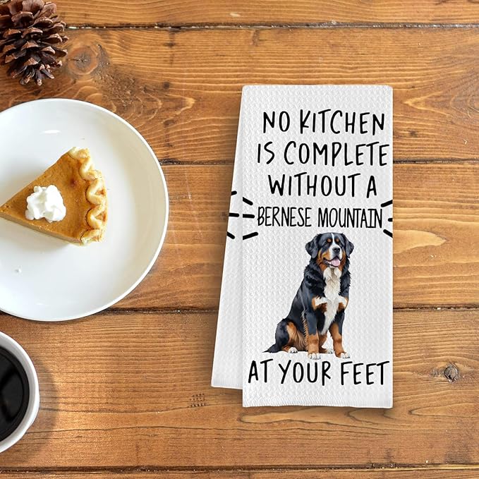 Bernese Mountain Dog Kitchen Towels, Bernese Mountain Dog Gifts, 16x24 Inch Cotton Waffle Weave Dish Towels