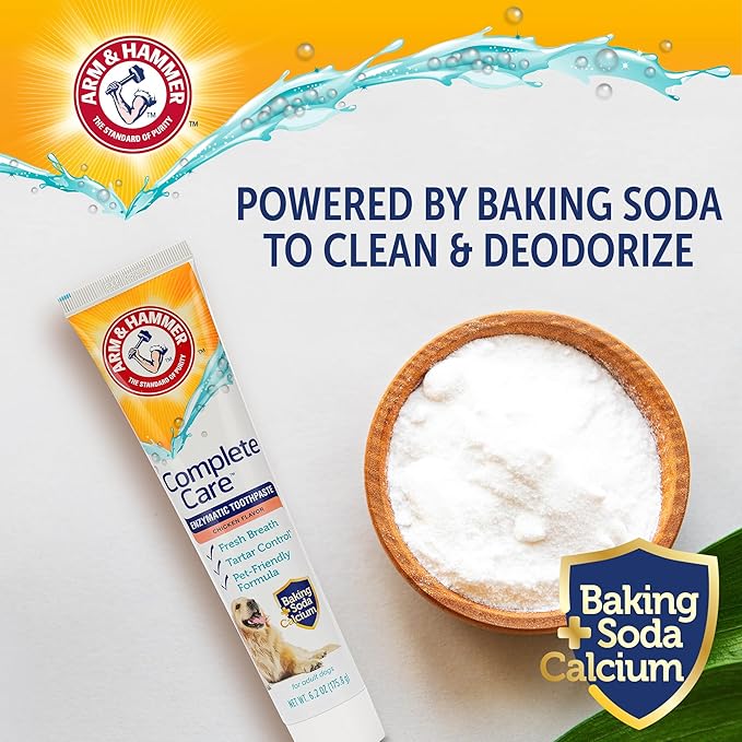 Arm & Hammer Complete Care Enzymatic Dog Toothpaste with Baking Soda and Calcium, Fluoride Free Formula for Plaque Tartar Control and Fresh Breath, Chicken Flavor, 6.2 Oz
