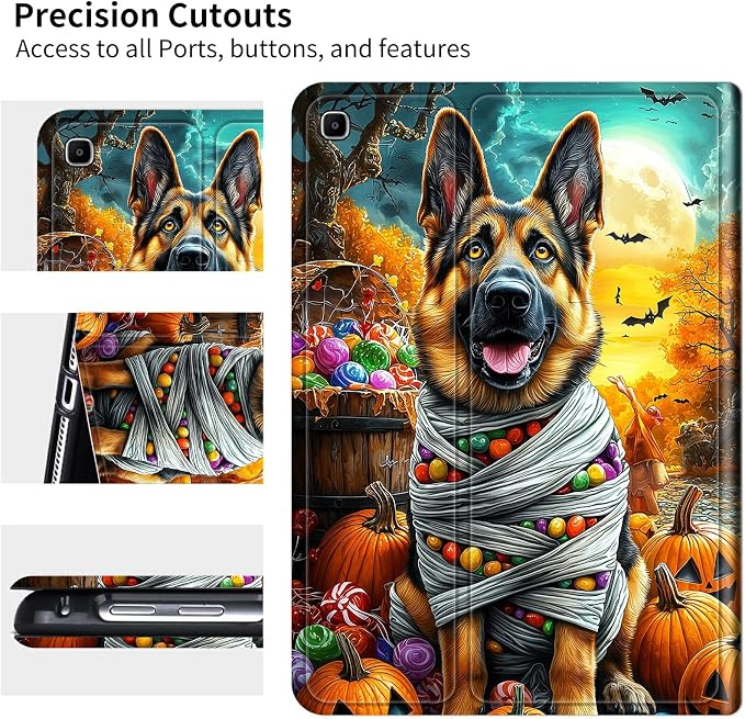 for Samsung Galaxy Tab A 8.0" 2019 SM-T290/T295 Case | Slim Leather Smart Cover with Multi-Angle Anti-Slip Stand [Auto Wake/Sleep] Shell for Women Men, Pumpkin Puppy