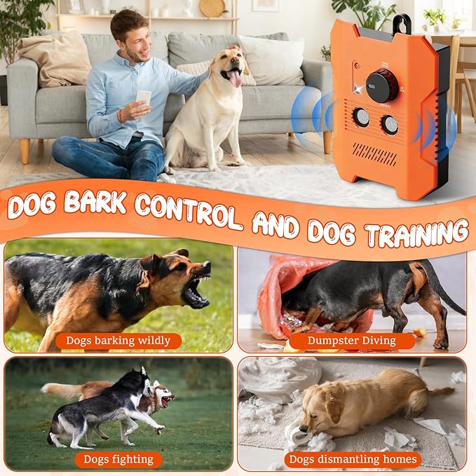 Dog Bark Deterrent Devices, Ultrasonic Anti Barking Device for Dogs, 3 Training Modes Automatic Standby, 200 Feet Bark Guard for Outdoor, Suitable for Dogs of All Breeds and Sizes