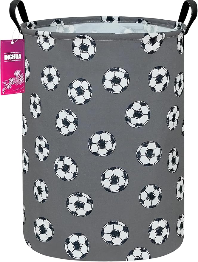 Football Fabric Storage Bin Nursery Organizer Basket | Organizer Bin Dirty Clothes Collapsible Waterproof for College Dorms, Boys and Girls Bedroom,Bathroom