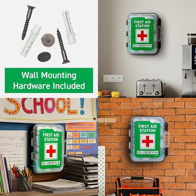 Large First Aid Kit Cabinet, Wall Mountable & Portable, OSHA Compliant | Tilting Shelves, Mounting Hardware Included, For Business, Office, School, Warehouse & Workplace