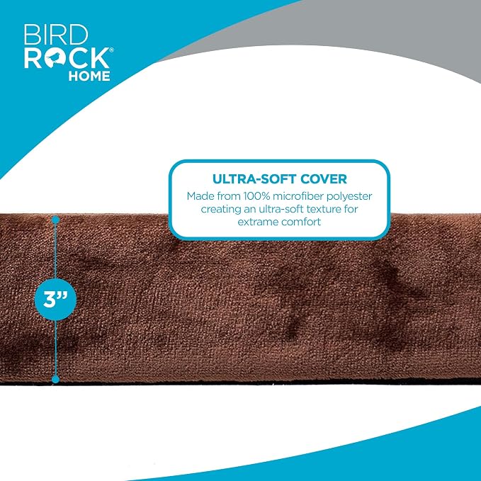 BIRDROCK HOME Memory 3" Memory Dog Bed | Ultra Soft Plush Pet Bed | Pet Mat (40 x 26, Brown)