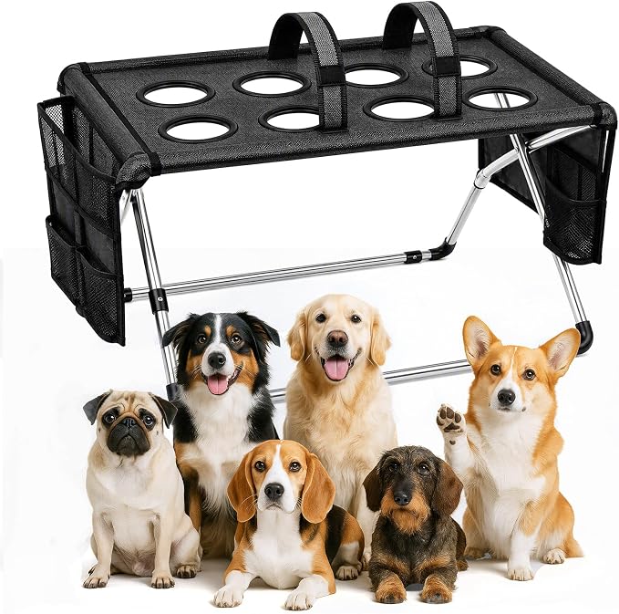 Foldable Dog Grooming Table, Pet Hammock with Stand for Small Dogs & Cats