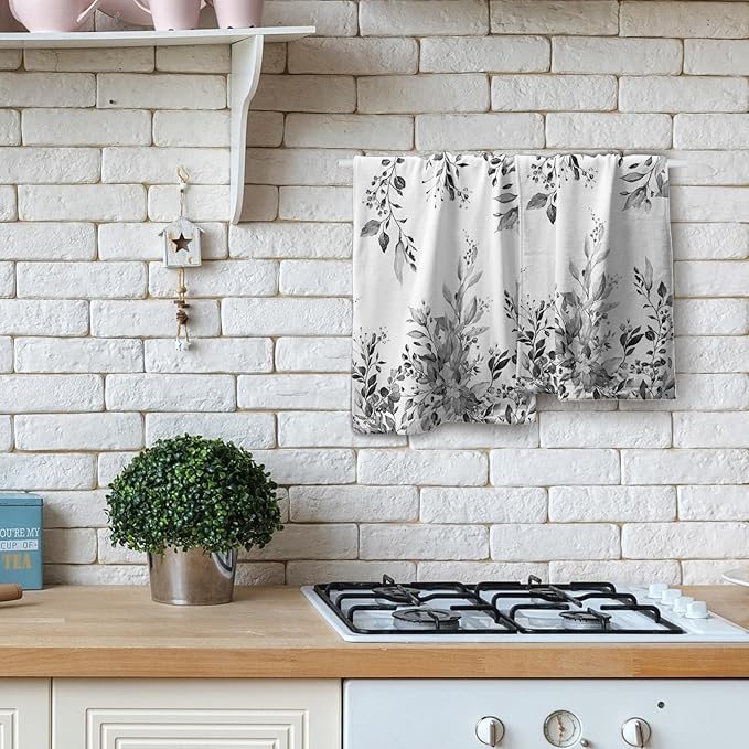 Giwawa Grey Eucalyptus Hand Towels Set of 2 Sage Leaves Soft Absorbent Small Bath Towel Kitchen Dish Guest Towel for Bathroom Hotel Gym Spa