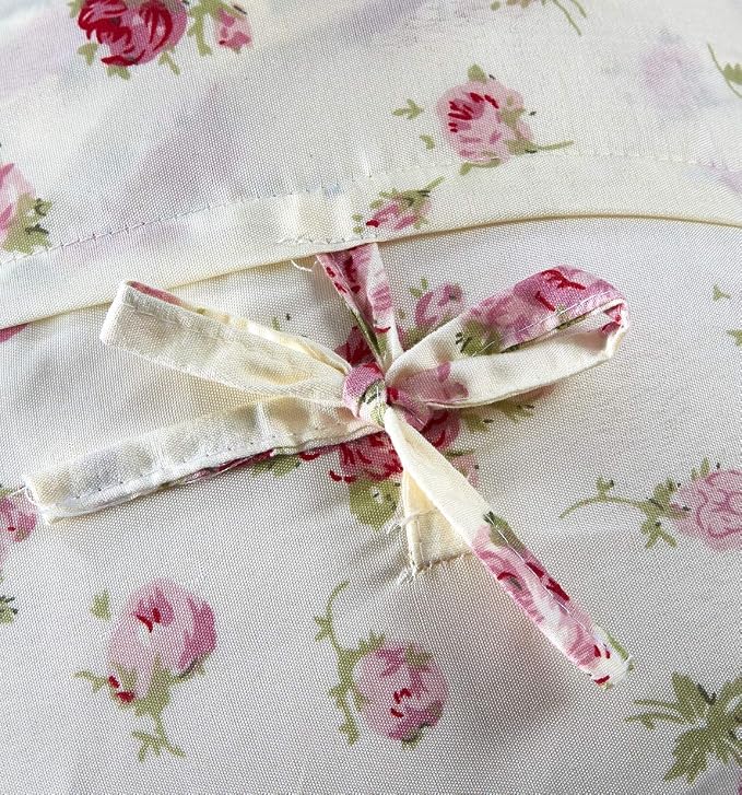 Brilliant Sunshine Pink & Green Roses Ruffle Pillowshams Set, 18"x18" | Patchwork Design with Ruffles, Quilted Pillow Covers, Washable Throw Cushion Cases for Couchs and Beds, Pack of 2