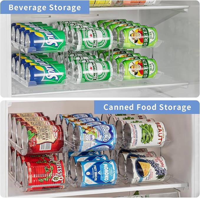 Jsyrjing 2 Pack 3-Tier Can Organizer for Pantry, Stackable Can Storage Rack | Modular Canned Food Organizer, Soda Can Organizer & Can Holder for Pantry, Cabinet and Counter Storage, Holds Food Cans