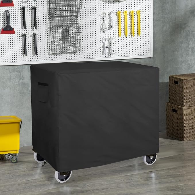 Bitubi Service Cart Cover for 500-Pound Capacity Service Utility Cart,Heavy Duty Waterproof Utility Cart Cover - 47''L x 27'W x 32''H(Black)