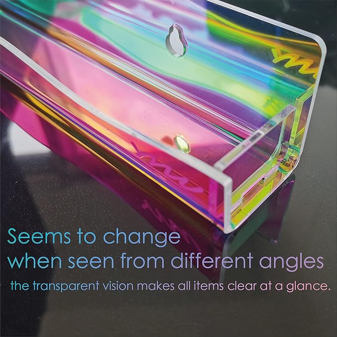 15" Nail Polish Rack Wall Mounted Shelf,6 Pack Clear Rainbow Iridescent Acrylic Organizer Nail Supplies for Nail Techs,Great Display for Salons Retailers