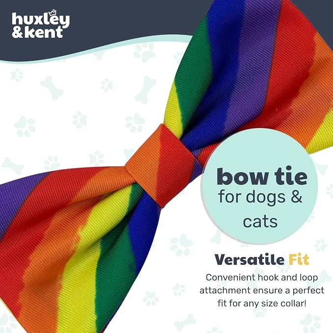 Huxley & Kent Pet Bow Tie for Dogs & Cats, Equality, Large/XLarge | Hook & Loop Attaches to Any Collar, Soft Polyester, Lightweight & Machine Washable, Perfect for Holidays & Photos