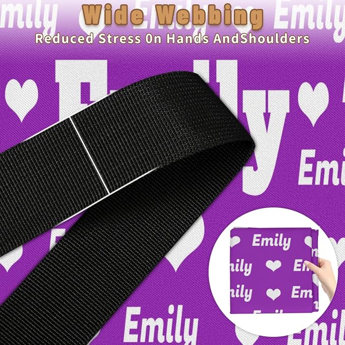Custom Name Storage Bin with Lid, Personalized Extra Large Dark Voilet Purple Background Love Hearts Storage Basket with Handles Zippers Organizing Comforters, Blankets, Bedding Closet Shelf Baskets