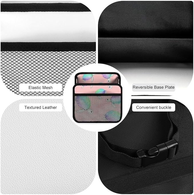 Auto Seat Back Organizer Car Hanging Storage Bag with Mesh Pocket, | Watercolor Sea Turtles Pink, PU Leather Vehicle Backseat Pouch Automotive Interior Accessories