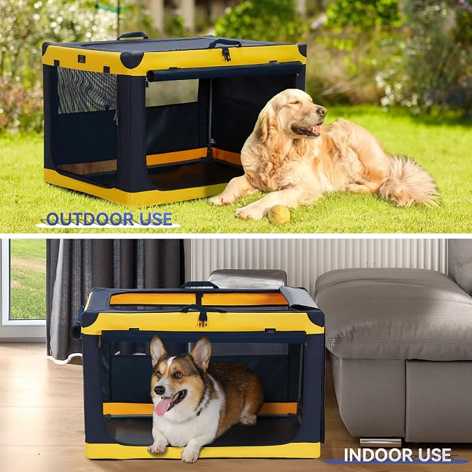 A 4 Pet 40-in XL Collapsible Soft Dog Crate, Large Dogs | patented screw frame, Lockable zippers, waterproof base, washable cover, outdoor/indoor/car