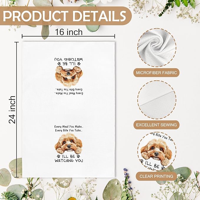Funny Cavapoo Dog Kitchen Towels Accessories Ornament Decor, Cavapoo Dog Mom Gifts for Women Men Kids, Every Meal You Make Every Bite You Take Dish Hand Tea Towels for Kitchen, 16x24 Inch