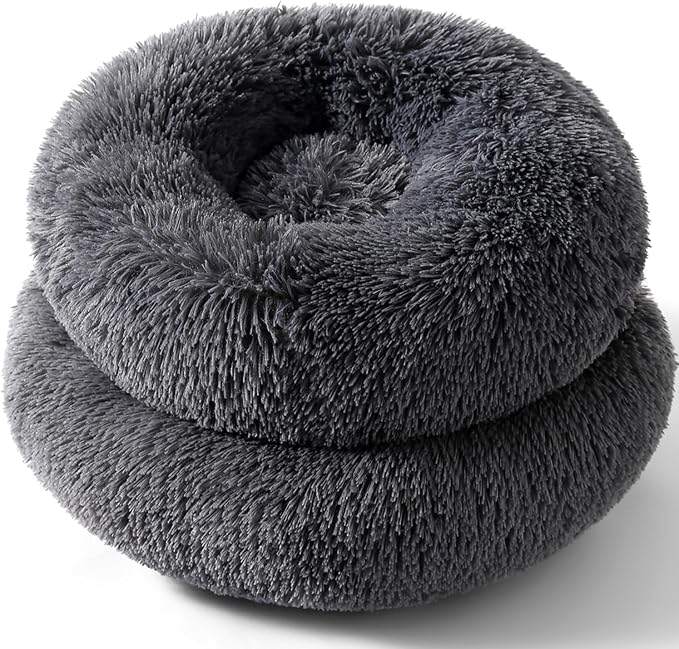 Dogs Bed for Small Dogs, Machine Washable, Anti-Anxiety, Pet beds, 24in | Calming Cat Beds, Faux Fur Pillow, Orthopedic Large Pet Cuddler, Deep Sleeping, Up to 28 Lbs
