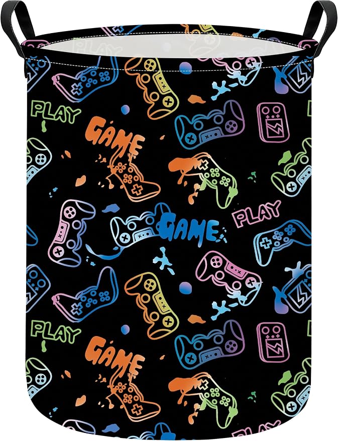 Game Fabric Storage Bin Nursery Organizer Basket | Organizer Bin Dirty Clothes Collapsible Waterproof for College Dorms, Boys and Girls Bedroom,Bathroom