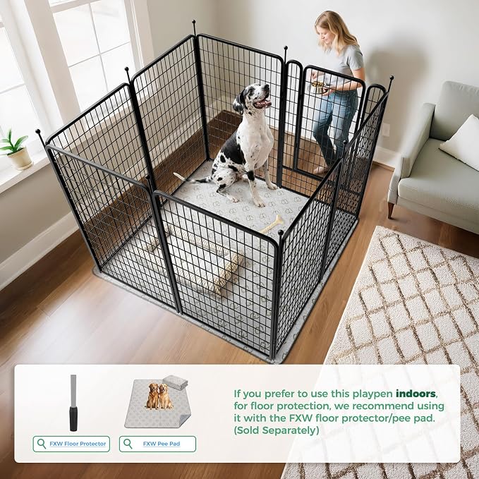 FXW Rollick Dog Playpen, Indoor, Yard & RV Camping, 50" H, 8 Panels | Easy setup, Heavy-duty, DIY layouts, for Ultra Large Dogs, Patented