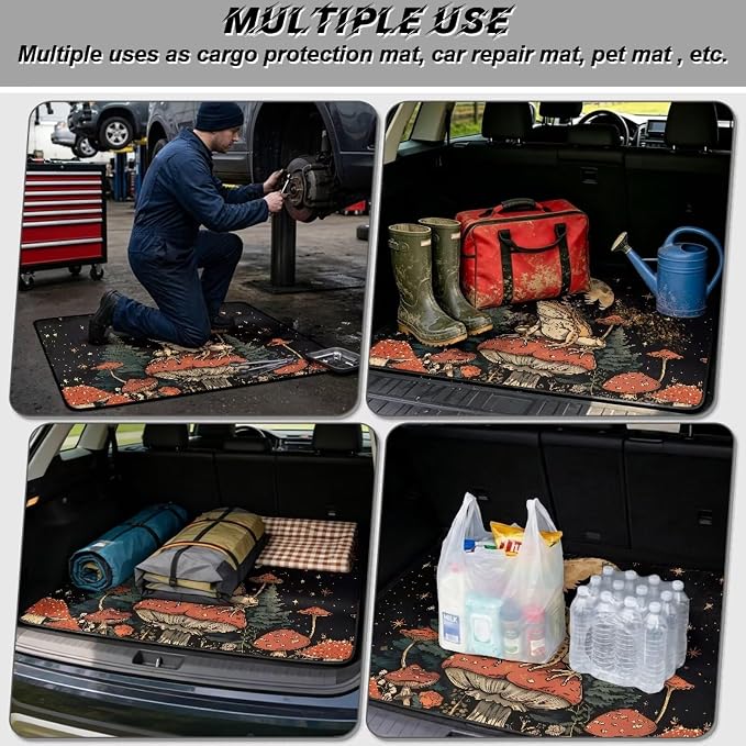 Mushroom Frog Cargo Liner Dustproof Floor Mats Non Slip Trunk Protection Mat Universal for Cars, SUV, Vehicle, Backing Rear Trunk Liners for Picnic Camping