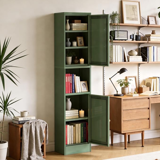 67" H Narrow Bathroom Storage Cabinet,Slim Bathroom Cabinet,Skinny Storage Cabinets with 4 Adjustable Shelves,Slim Tall Floor Cabinet