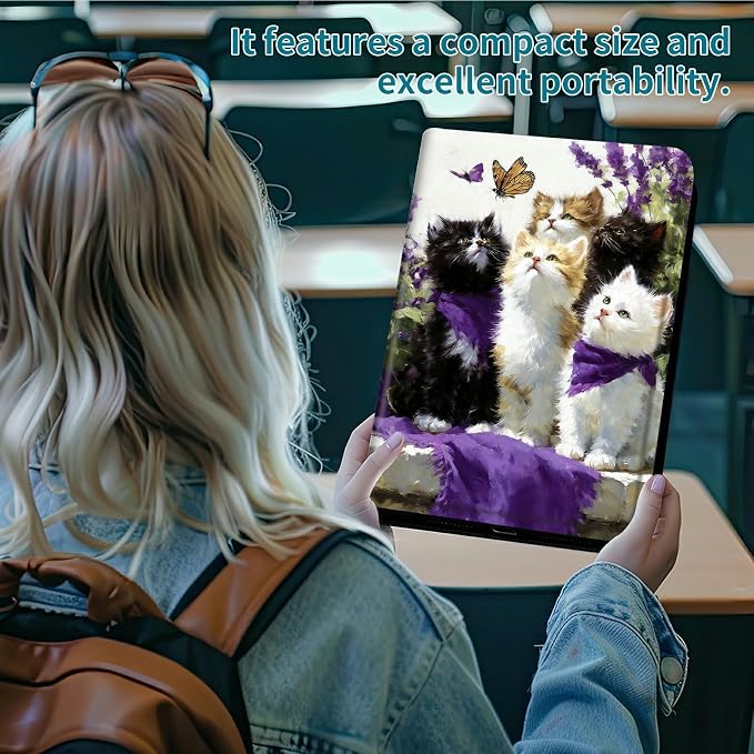Case for Samsung Galaxy Tab A8 10.5" 2022 SM-X200/X205/X207, 360 Degree Rotating Stand with Multi-Angle Vertical & Horizontal Viewing Shockproof Shell for Women Men, Lavender Cat