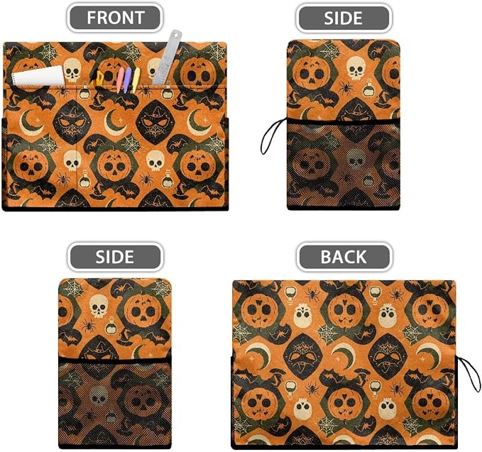Sewing Machine Cover,Halloween Skull Pumpkin Print,Orange | Dust & Pet Hair Protection,Fits Standard Singer, Brother and Janome Machines, Protecting & Decorating Your Sewing Space