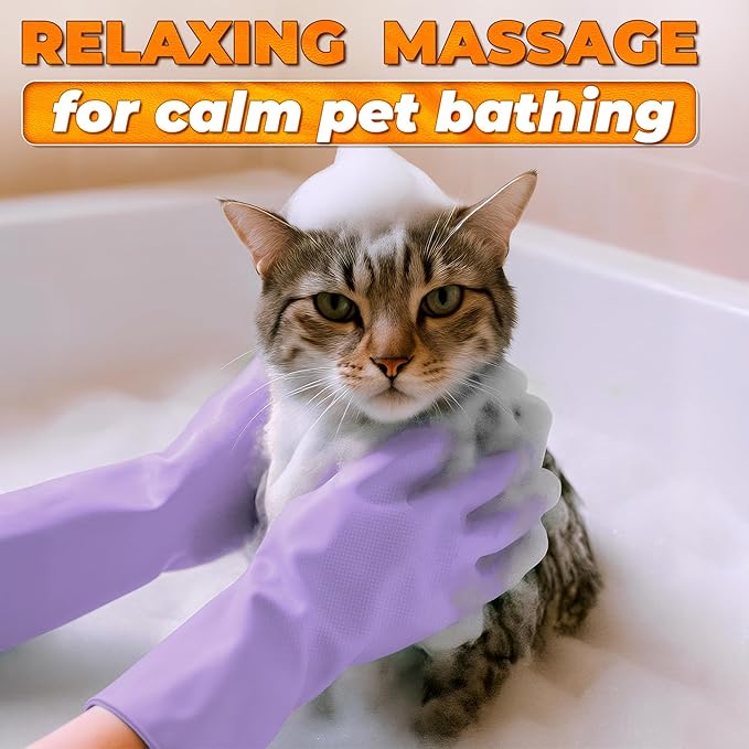 Cat & Dog Shampoo Gloves with 3000 Soft Bristles | 2-in-1 Dog Bath Gloves for Massage, Grooming & Clean Wet or Dry