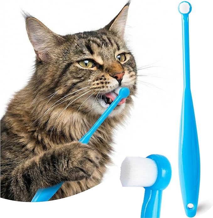 Small Dog Toothbrush, Cat & Puppy Tooth Brushing Kit, Ultra Soft & Mini Head Teeth Brush for Kitten & Tiny Pet, Doggy Toothbrushes Deep Dental Cleaning, 1 PCS - Blue