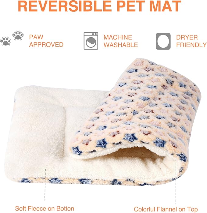 Mora Pets Cat Bed Ultra Soft Dog Crate Pad Star Print 14 x 17.5 inch Brown | Washable Crate Mat for Small Dogs and Indoor Cats, Reversible Fleece Dog Kennel Pad, Flat Pet Bed, Cat Carrier Mat