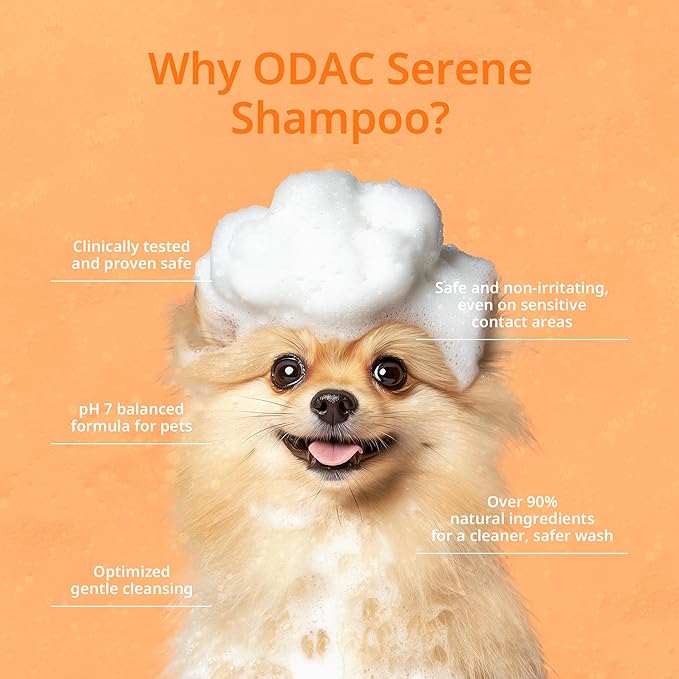 Daily Low-Irritation ODAC Derma Serene pet Shampoo, Korean Pet Skincare, Gentle Daily Cleanse with Winter Cherry Root & Korean Patchouli, Rich Lather, for Dogs & Cats, 10.14 fl oz
