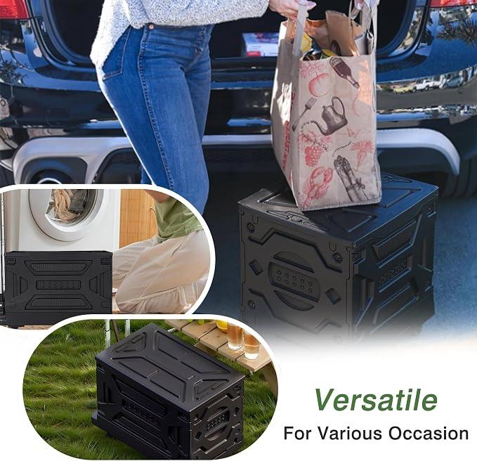 VECELO 23 GAL 2-in-1 Foldable Shopping Cart, Collapsible Utility Cart with Adjustable Handle & 360° Wheels, Dual-Mode Rolling Crate (Basket/Flatbed) for Groceries, Camping, Compact Storage, Black