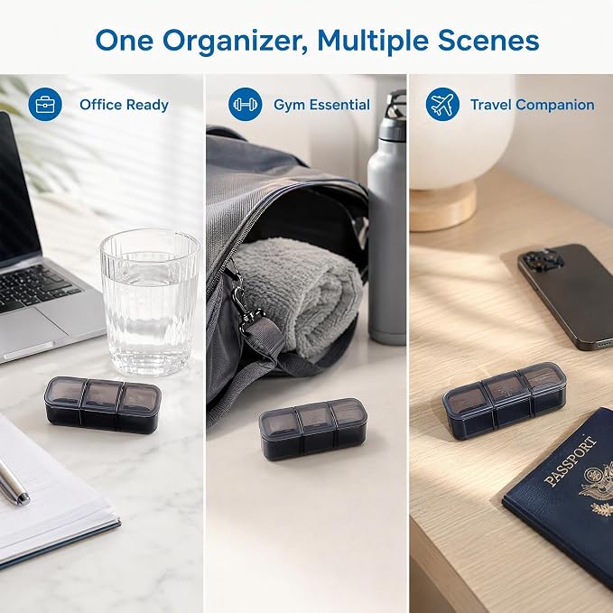 LOHE Pill Organizer 3 Times a Day, Pill Box 7 Day, Weekly Travel Case | Large 7 Day Pill Box 3 Times a Day, Portable Pill Case for Medication, Vitamins, Fish Oil and Supplements