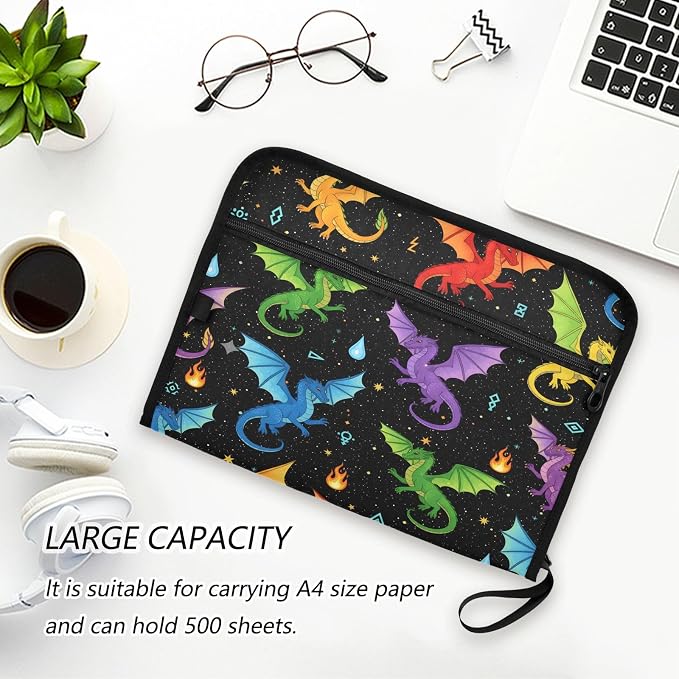 Colorful Dragon 13 Pocket File Organizer Expanding File Folder with Front Pouch Portable Business File Storage Document Organizer Folder with Zipper