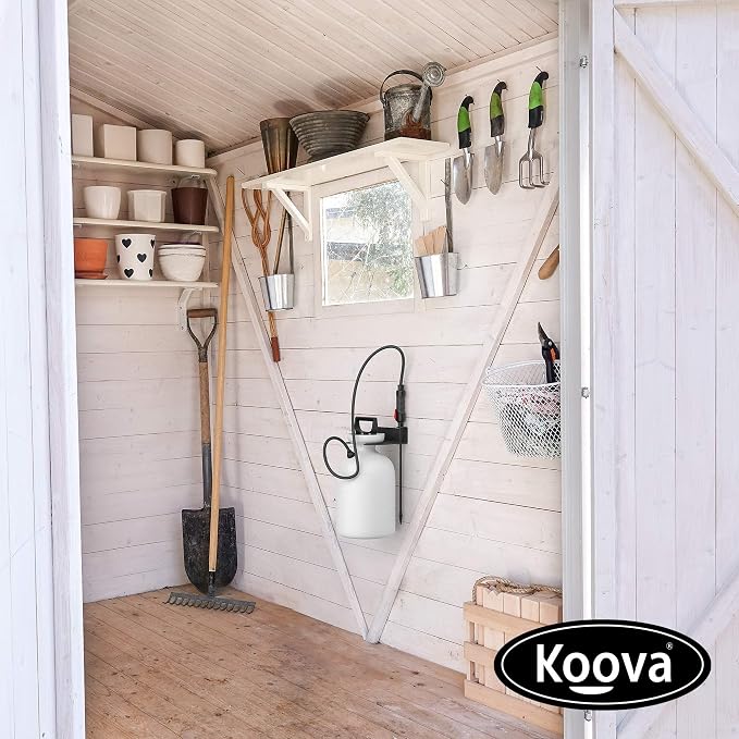 Garden Pump Sprayer Holder | Wall Mounted Garden Tool Garage Organizer and Storage | FIts Round Bottles up to 2.5 Gallons | for Lawn, Plant, Water Sprayers